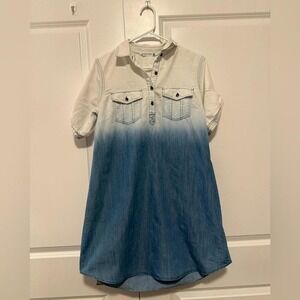 Ombré chambray summer shift dress women size Medium M.
